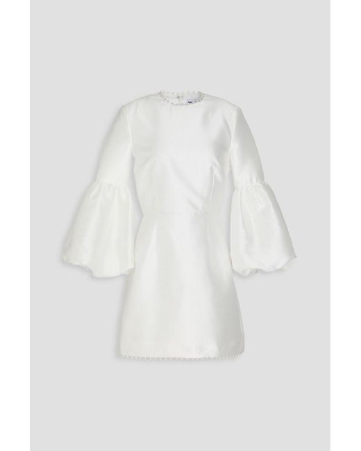 Rebecca Vallance White Cristine Faux Pearl-Embellished Twill Mini Dress