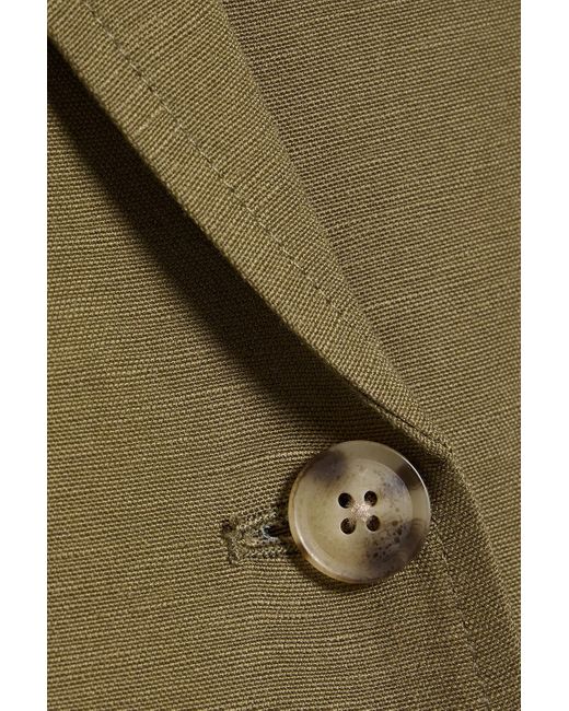 PAIGE Green Dawson Double-Breasted Linen-Blend Blazer
