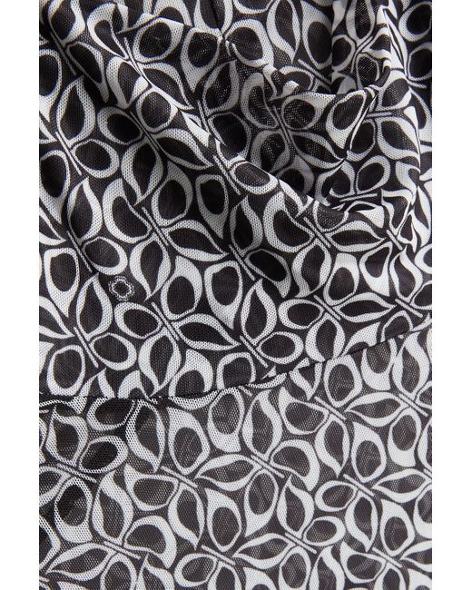 Maje Gray Printed Mesh Turtleneck Top