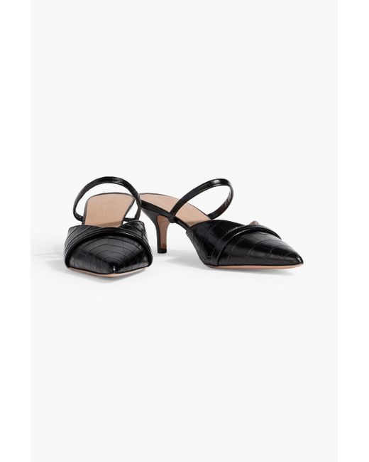 Malone Souliers Black Frankie Croc-Effect Leather Mules
