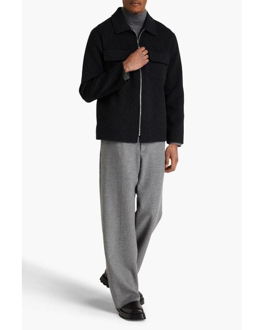 Sandro Black Wool-blend Felt Overshirt for men
