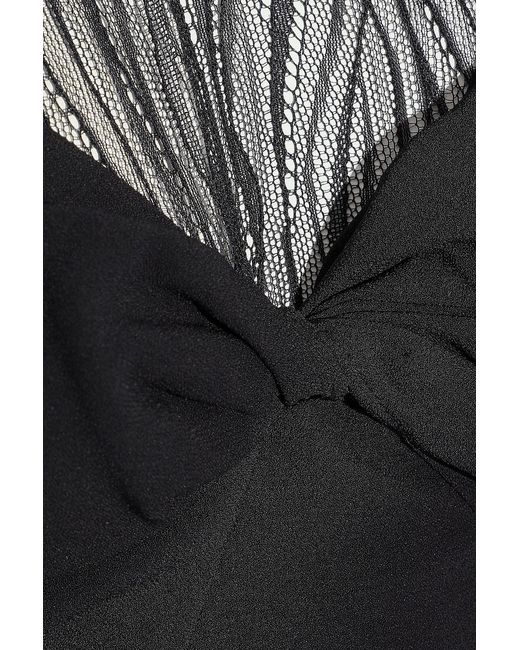 Halston Heritage Black Twist-Front Crepe And Tulle Dress
