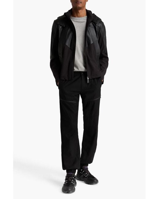 Canali Black Wool-Blend Ripstop Track Pants for men