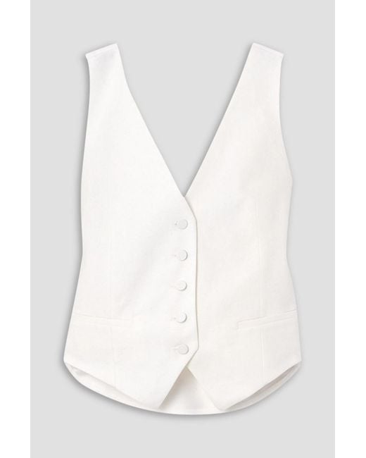 Nina Ricci White Open-back Cotton And Linen-blend And Crepe Vest