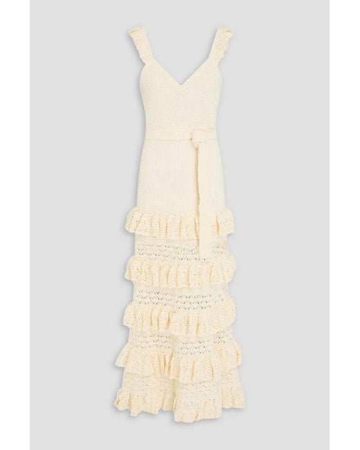 Zimmermann Natural Tiered Crocheted Cotton Maxi Dress