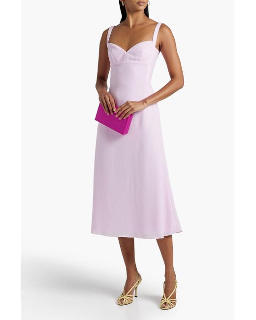 Emilia Wickstead Pink Myrana Textured-Crepe Midi Dress