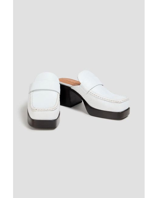 Marni White Leather Platform Mules
