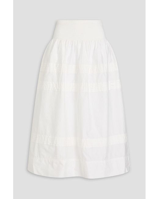 Aje. White Rosalie Pintucked Taffeta Midi Skirt