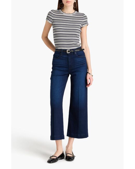 PAIGE Blue Anessa Cropped High-Rise Wide-Leg Jeans