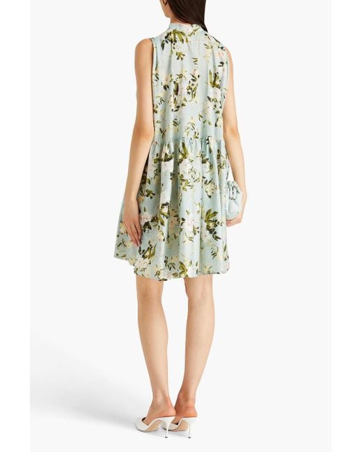 Erdem White Soleil Floral-print Cotton-poplin Mini Dress