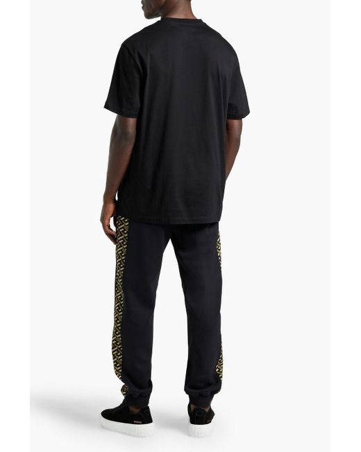 Versace Black Printed Ponte Sweatpants for men