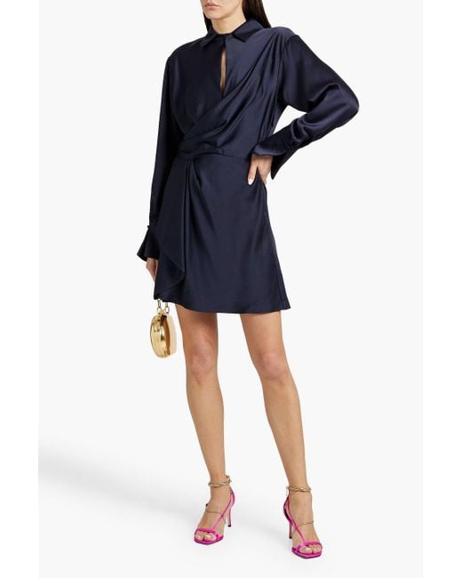 Jonathan Simkhai Blue Talit Draped Satin-Crepe Mini Dress