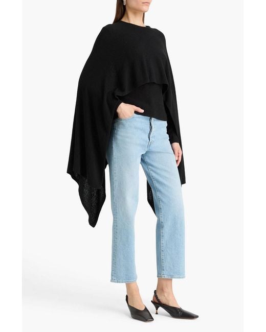 Totême Black Cape-Effect Silk Sweater