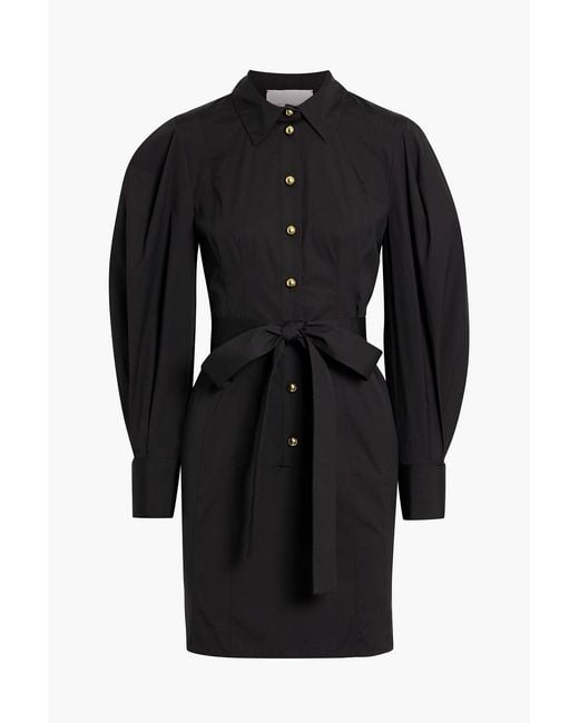 Carolina Herrera Black Cotton-Blend Poplin Mini Shirt Dress