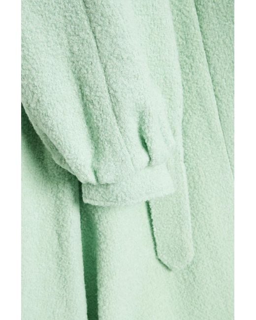 Shrimps Green Bass Belted Wool-blend Bouclé-tweed Coat