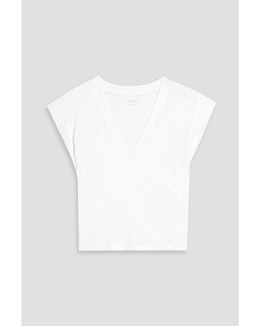 FRAME White Le High Rise Cotton-jersey T-shirt