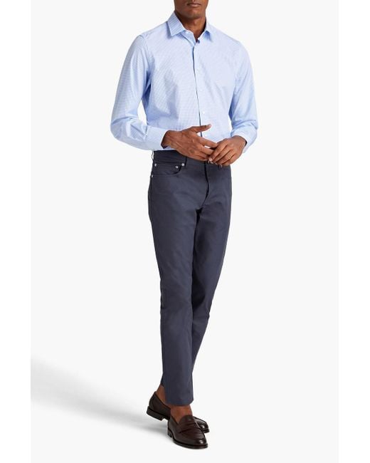 Dunhill Blue Slim-fit Cotton-twill Pants for men