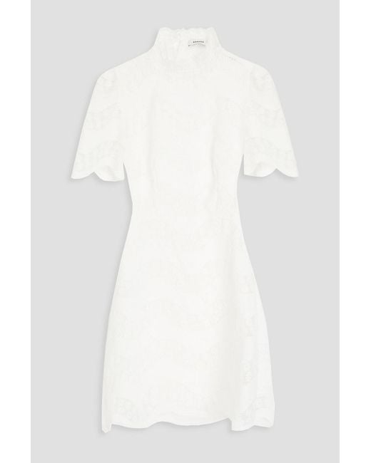 Sandro White Guipure Lace And Cotton-poplin Mini Dress