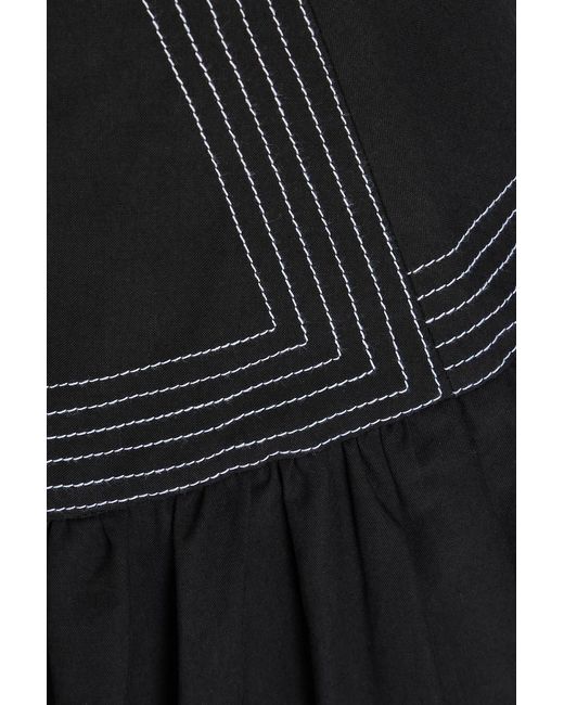 Claudie Pierlot Black Lyocell And Cotton-blend Poplin Midi Skirt