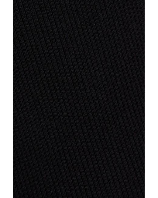 NAADAM Black Twisted Ribbed-knit Midi Dress