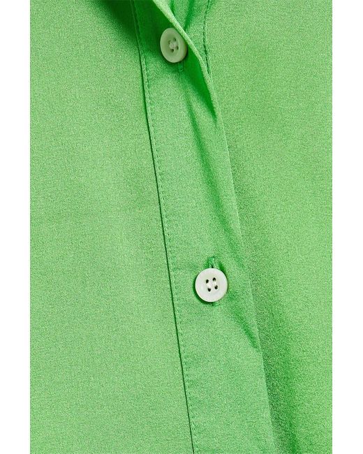 FRAME Green Silk-blend Satin Mini Shirt Dress