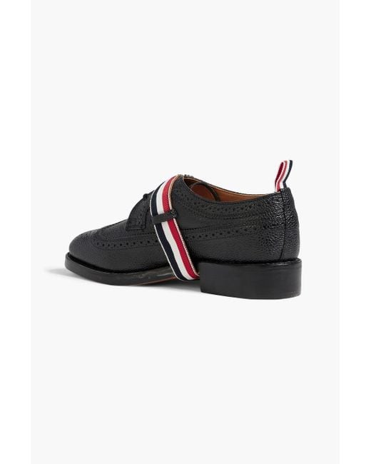 Thom Browne Black Striped Pebbled-leather Brogues