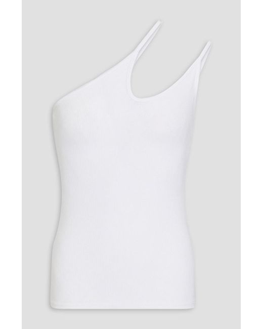 Enza Costa White One-shoulder Ribbed Jersey Top