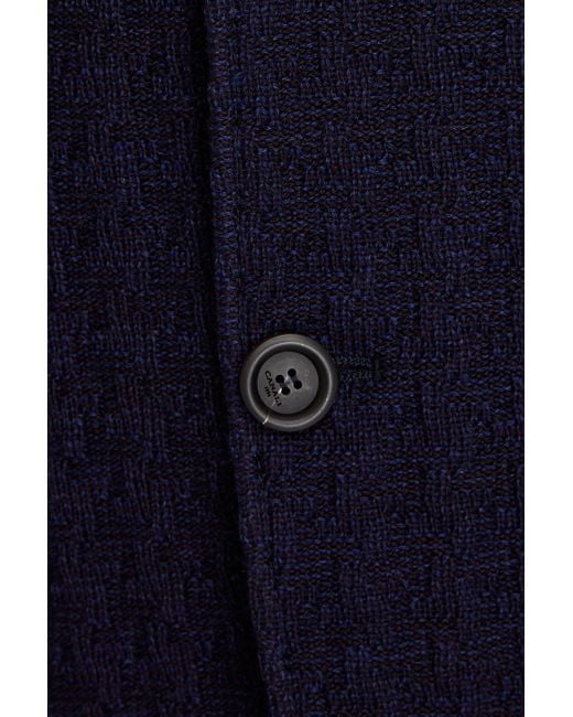 Canali Blue Waffle-knit Wool Blazer for men