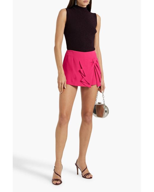RED Valentino Pink Skirt-Effect Bow-Detailed Crepe Shorts
