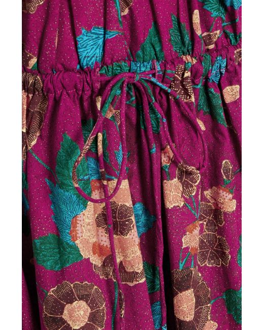 Ulla Johnson Purple Vika Printed Cotton-Poplin Midi Dress