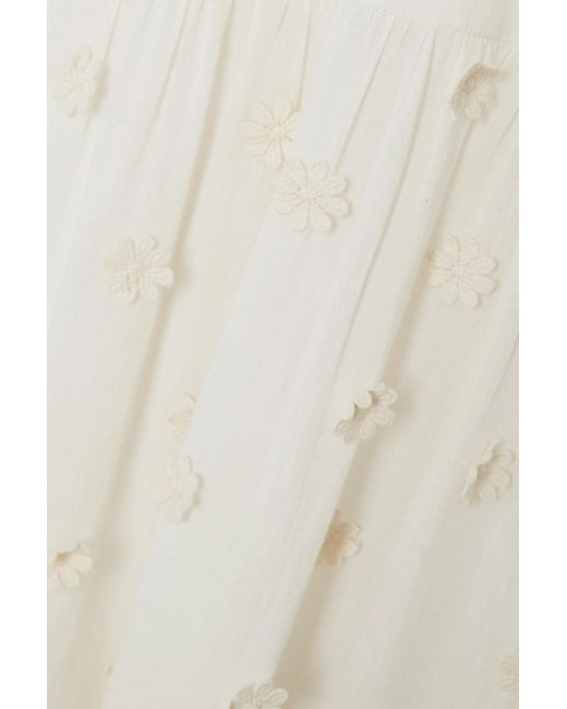 Rixo White Delicia maxikleid aus voile aus einer baumwoll-lyocellmischung mit floralen applikationen
