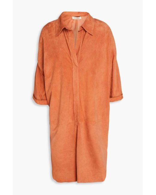 Gentry Portofino Orange Suede Shirt Dress