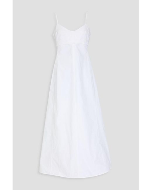 Victoria Beckham White Cotton-Blend Poplin Maxi Dress