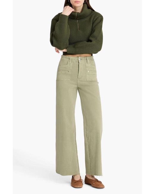PAIGE Green Anessa High-Rise Wide-Leg Jeans