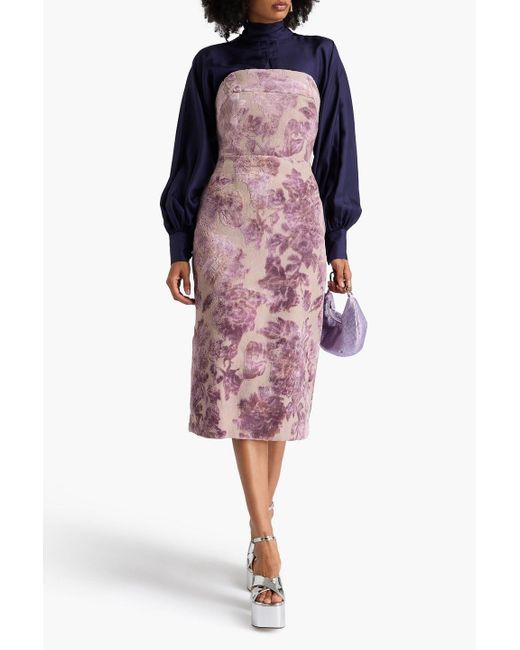 Dries Van Noten Pink Diao trägerloses midikleid aus devoré-samt