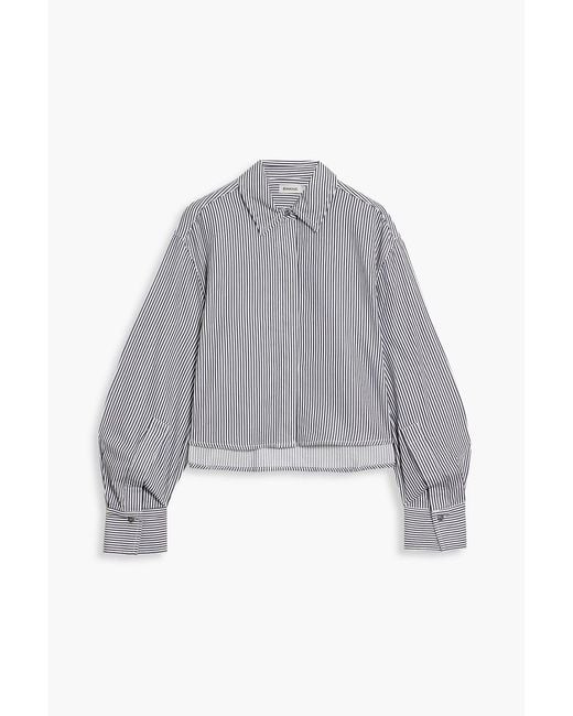 Jonathan Simkhai Gray Renata Cropped Striped Cotton-poplin Shirt