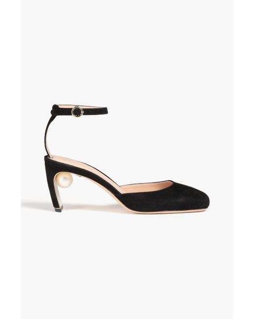 Nicholas Kirkwood Black/Pink Suede and Patent Ankle Strap Pumps