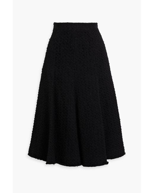 Thom Browne Black Frayed Cotton-Blend Bouclé-Tweed Midi Skirt