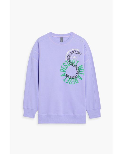 Adidas By Stella McCartney Purple Oversized Printed French Cotton-terry Sweatshirt