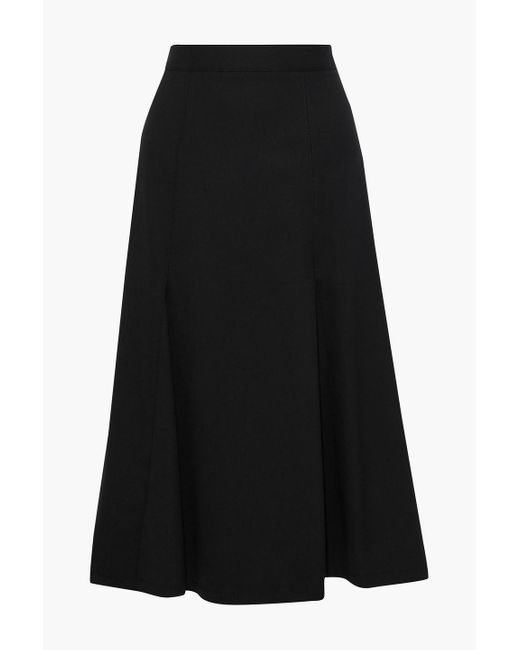 Carolina Herrera Pleated Stretch-wool Midi Skirt in Black | Lyst