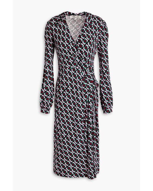 Diane von Furstenberg Purple Bogna Draped Printed Jersey Dress