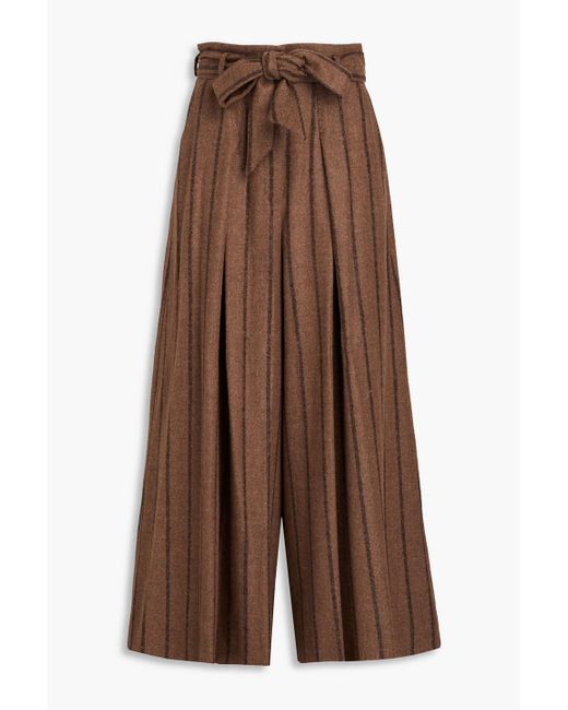 Dolce & Gabbana Brown Striped Alpaca-blend Felt Wide-leg Pants