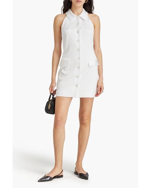 Claudie Pierlot White Satin-Crepe Mini Shirt Dress