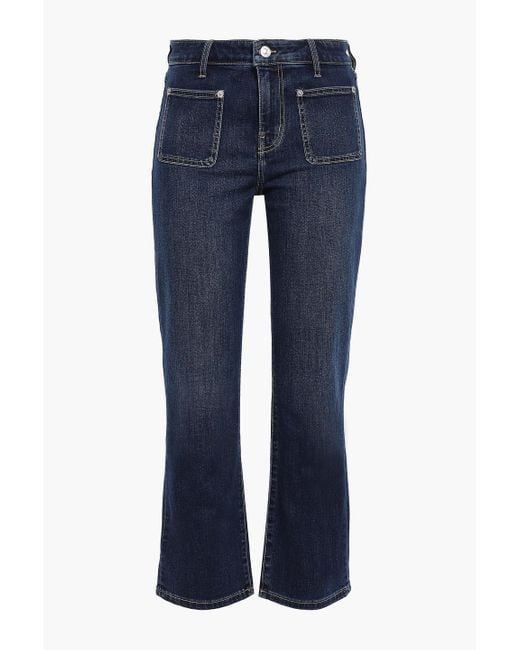 Current/Elliott Denim Cropped High-rise Bootcut Jeans in Blue | Lyst