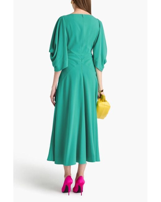 Roksanda Green Cold-shoulder Draped Crepe Midi Dress