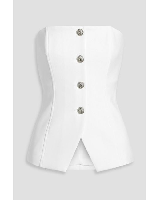 Veronica Beard White Forman Strapless Crepe Top