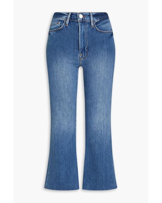 FRAME Blue Le crop flare hoch sitzende cropped kick-flare-jeans in ausgewaschener optik