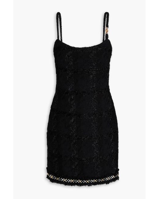 Versace Black Minikleid aus lametta-tweed mit nieten