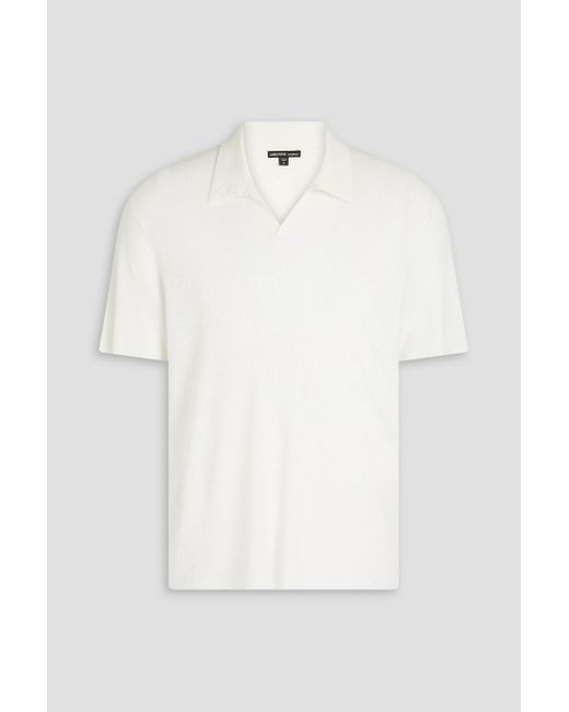 James Perse White Ribbed Linen-blend Polo Shirt for men