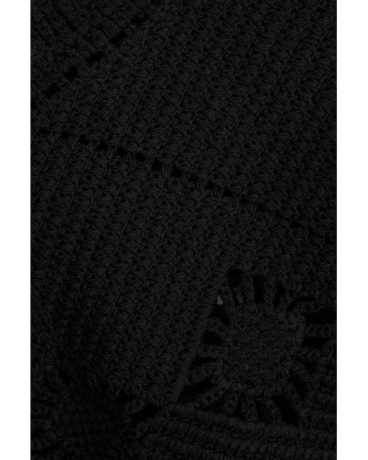 Maje Black Cropped Crochet-knit Tank